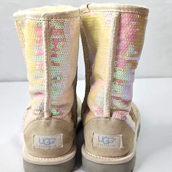 UGG Iridescent Sequin Mermaid Glitter Boots Size 7 - Picture 4 of 7